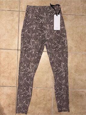 Varley Grey Snake-Print High-Waist Leggings